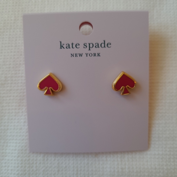 New Kate Spade everyday spade enamel studs ❤️, bright rose color - Picture 2 of 5